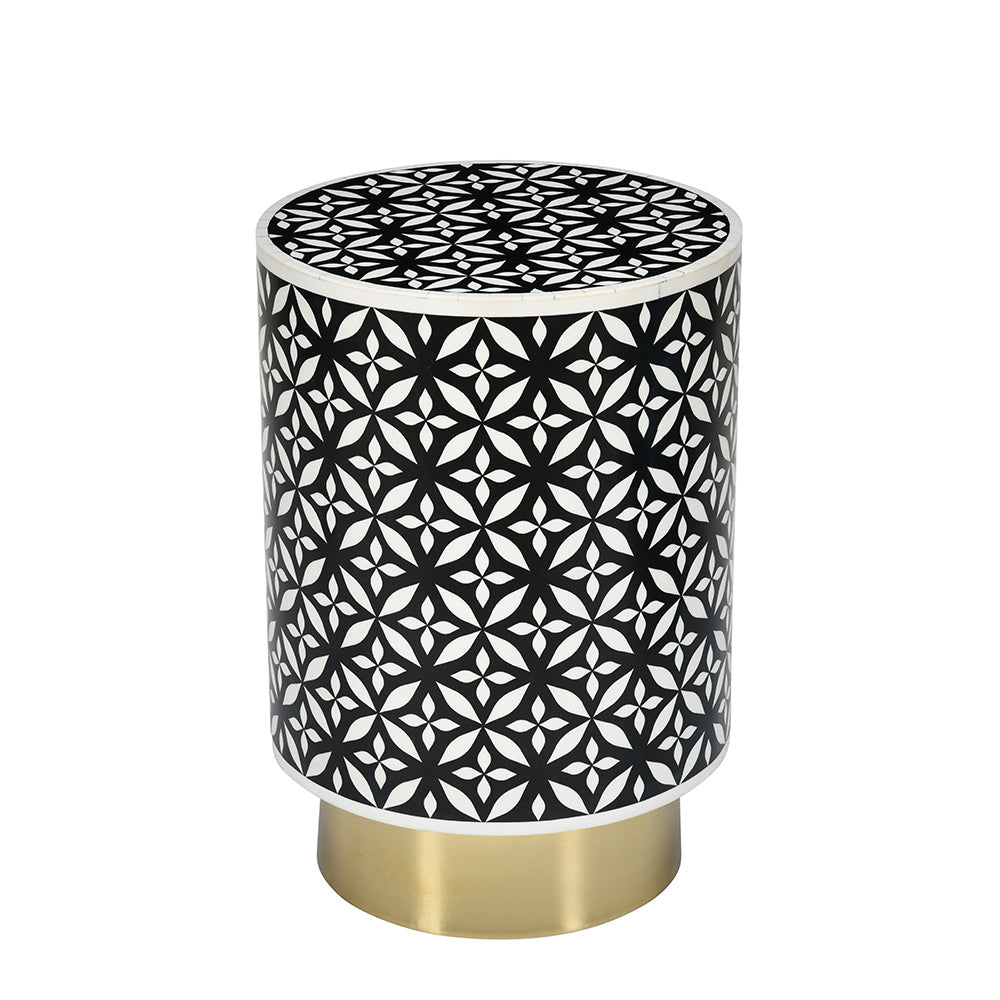 Ingrid Engineered Wood and Resin Top Side Table (Gold)