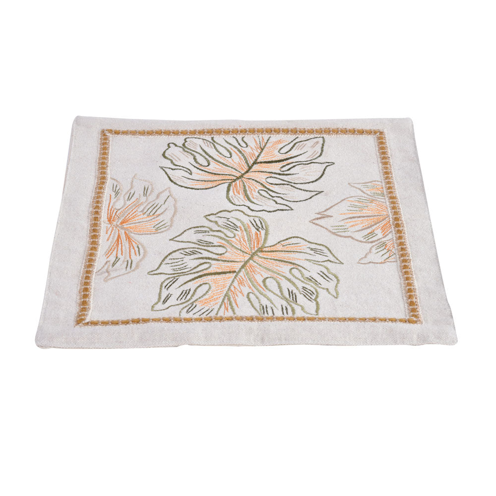 Decorative Leaf Design Cotton Trivet (Multicolor)
