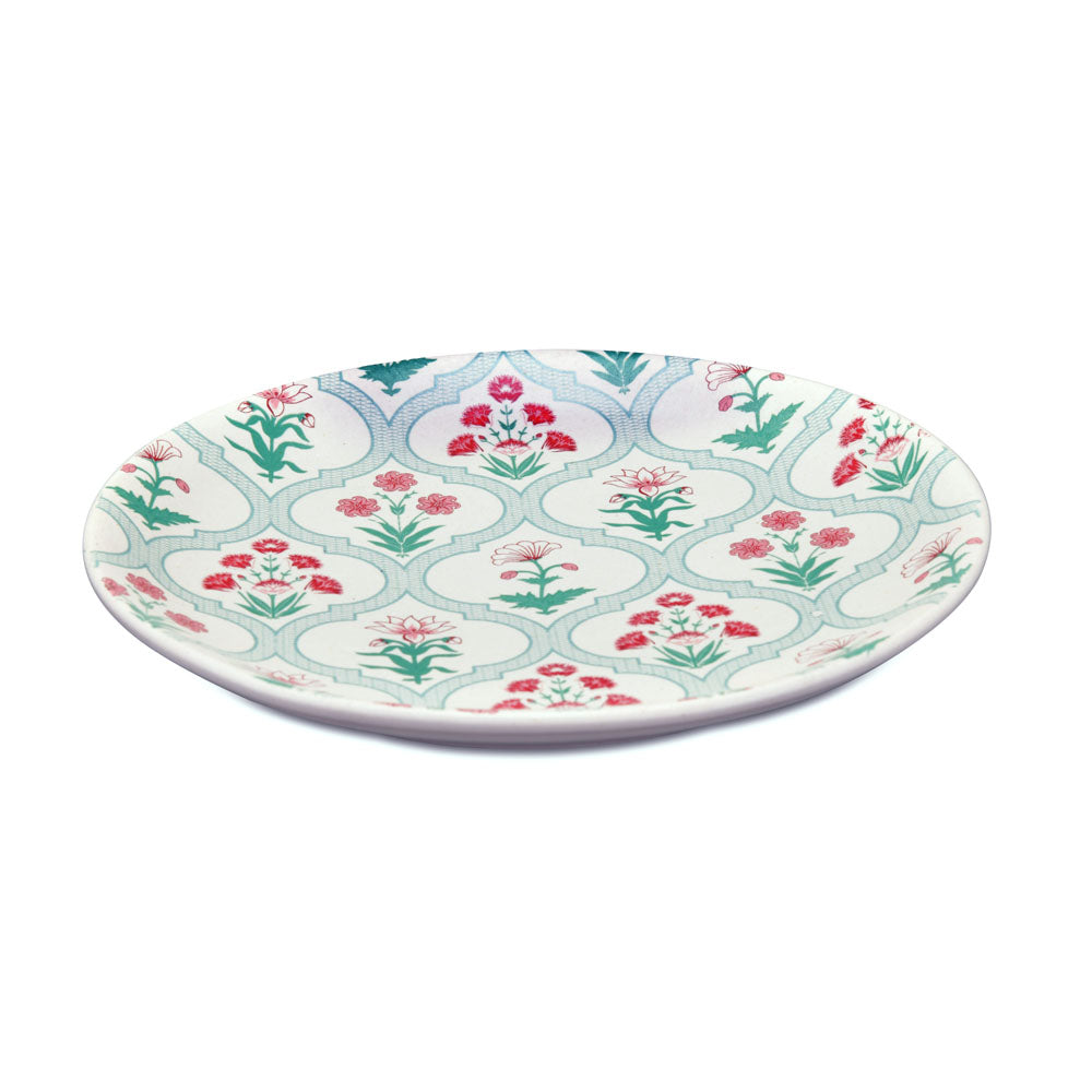 Floral Stoneware Quarter Plate- Green