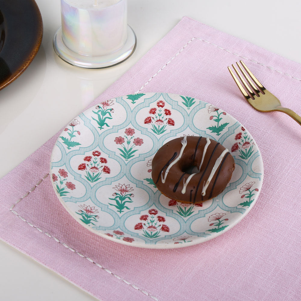 Floral Stoneware Quarter Plate- Green