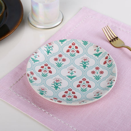 Floral Stoneware Quarter Plate- Green