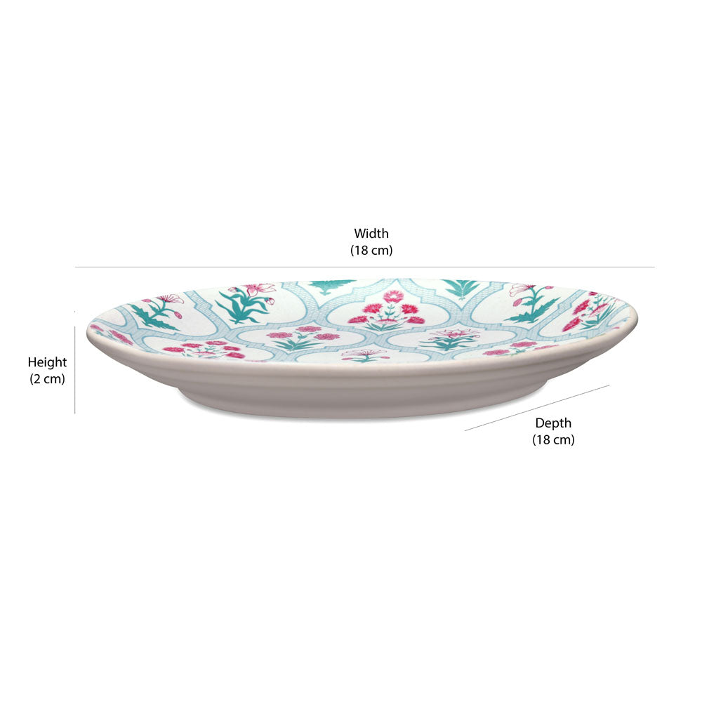 Floral Stoneware Quarter Plate- Green