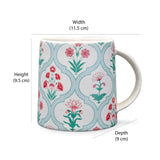 Floral Design Stoneware 380 ml Mug- Green