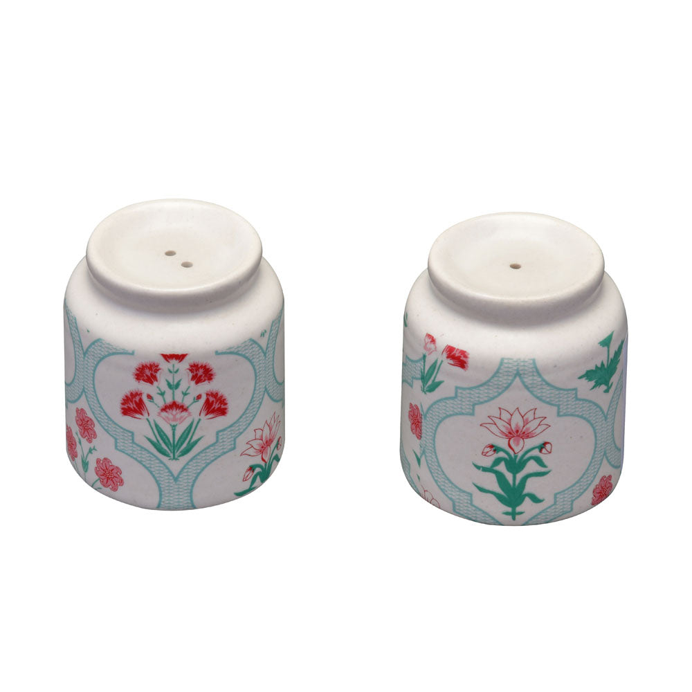 Floral Salt and Pepper Container Set- Green