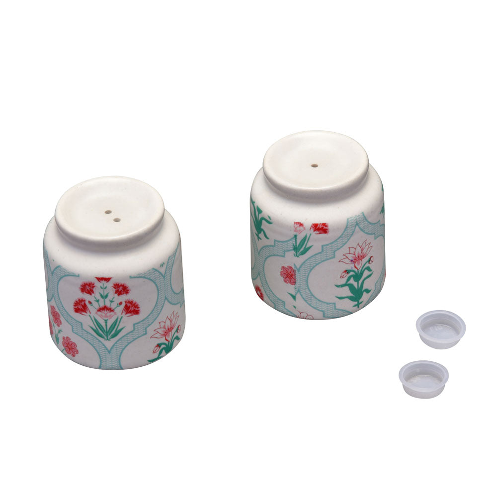 Floral Salt and Pepper Container Set- Green