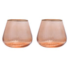 Fluted Design Glass Votives Set of 2- Orange