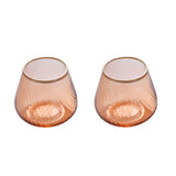 Fluted Design Glass Votives Set of 2- Orange