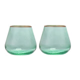 Fluted Design Glass Votives Set of 2- Green