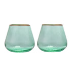 Fluted Design Glass Votives Set of 2- Green