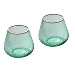 Fluted Design Glass Votives Set of 2- Green