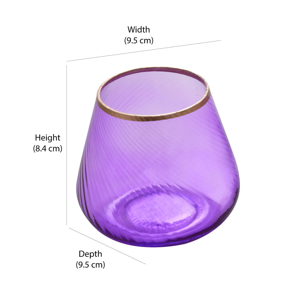 Fluted Design Glass Votives Set of 2- Purple