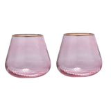 Fluted Design Glass Votives Set of 2- Pink