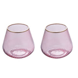 Fluted Design Glass Votives Set of 2- Pink