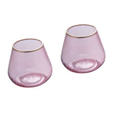Fluted Design Glass Votives Set of 2- Pink