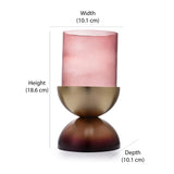 Dual Arc Ombre Base Metal & Glass Candle Holder (Brown & Gold)