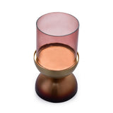 Dual Arc Ombre Base Metal & Glass Candle Holder (Brown & Gold)