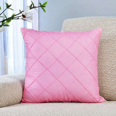 Nilkamal Amelia Pintuck Textured Tafetta Fabric 16' x 16' Cushion Cover (Pink)