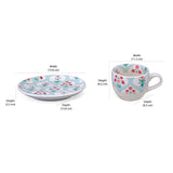 Floral Cup & Saucer Set- Green
