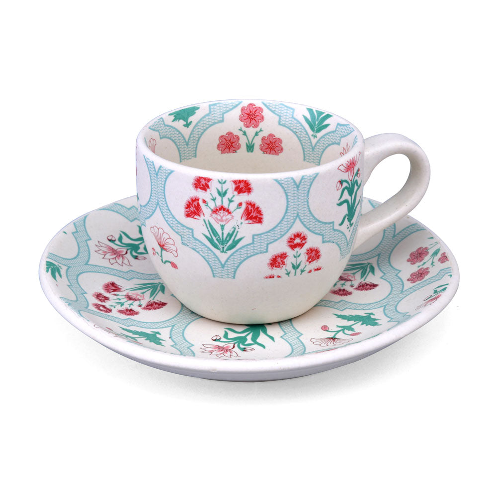 Floral Cup & Saucer Set- Green