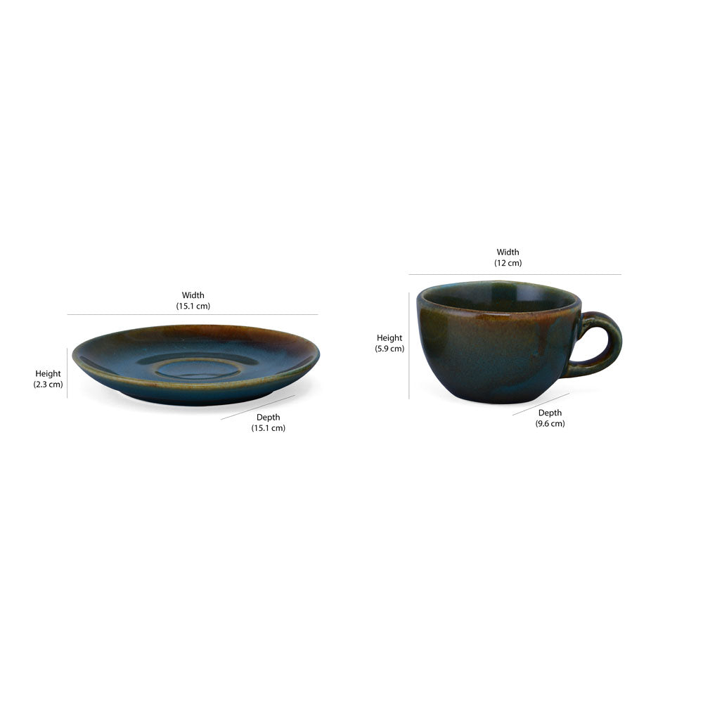 Glaze Cup & Saucer Set- Moss Green