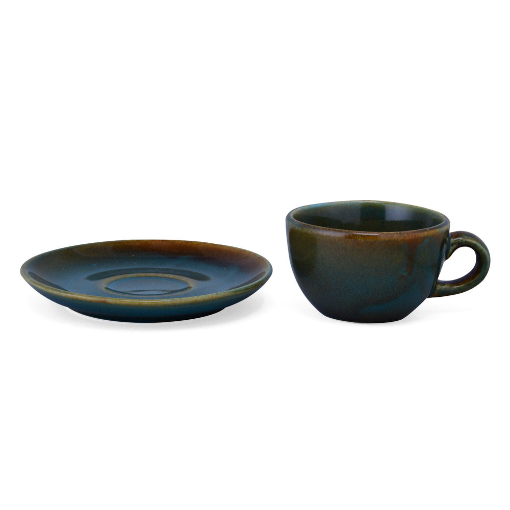 Glaze Cup & Saucer Set- Moss Green