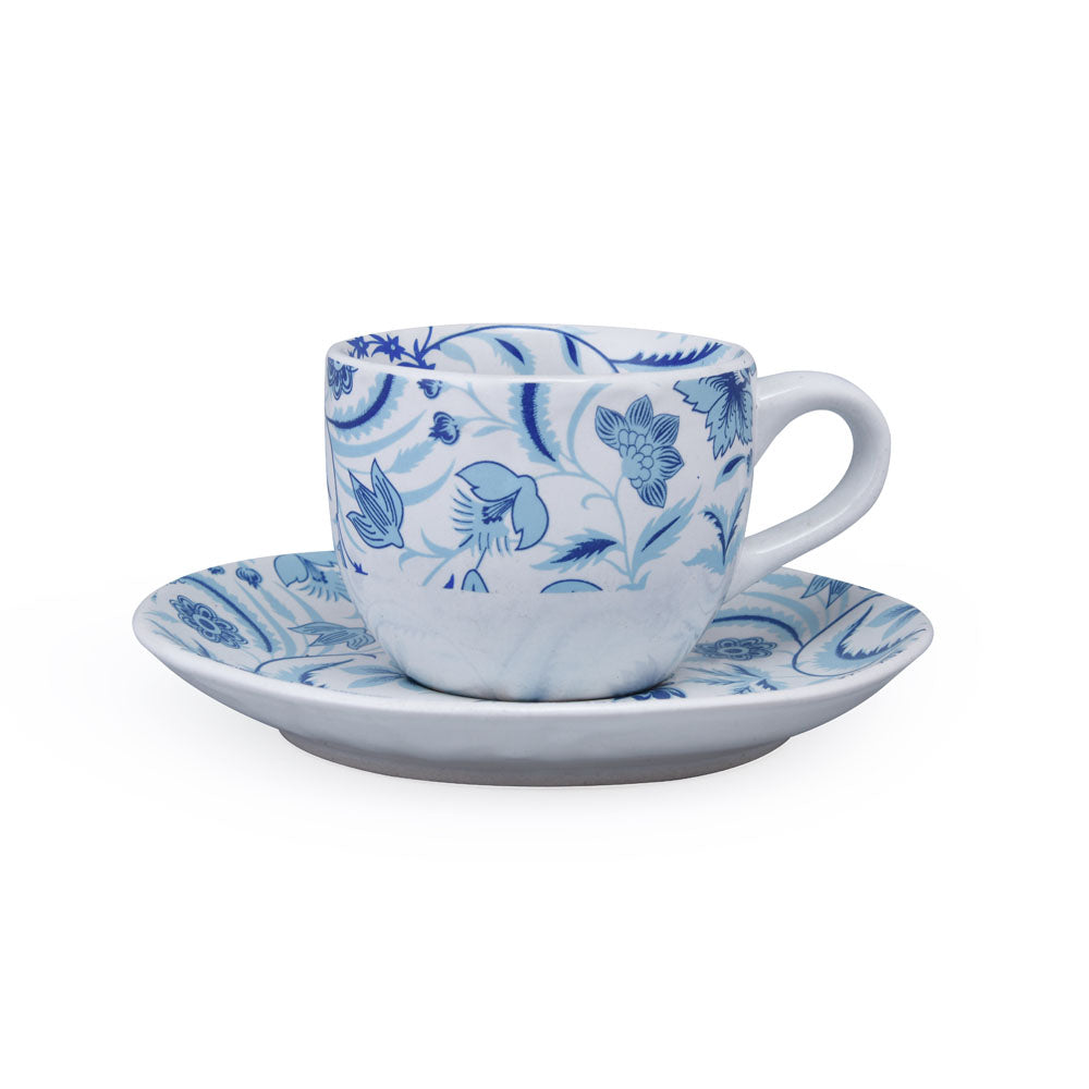 Floral Cup & Saucer Set- Blue