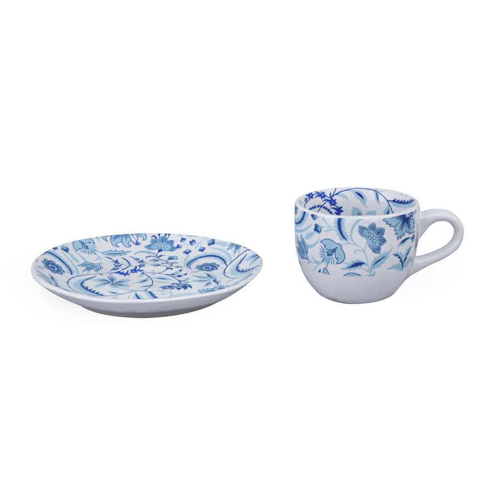 Floral Cup & Saucer Set- Blue