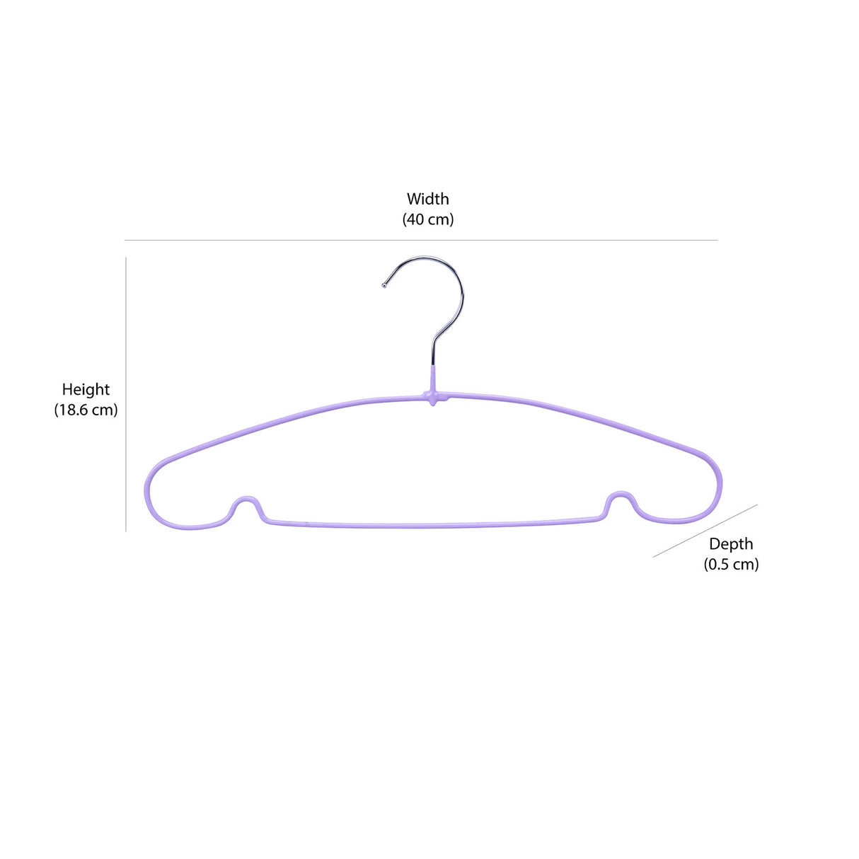 Metal and PVC Cloth Hanger Set of 10- Lavender