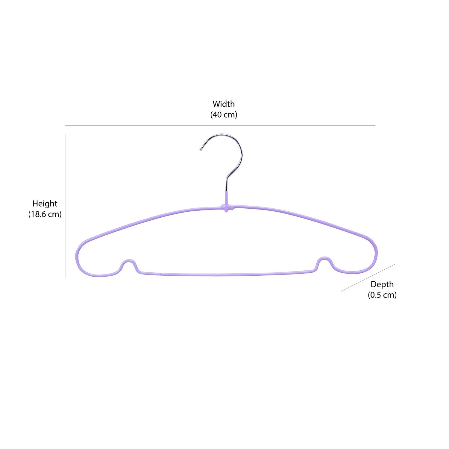 Metal and PVC Cloth Hanger Set of 10- Lavender