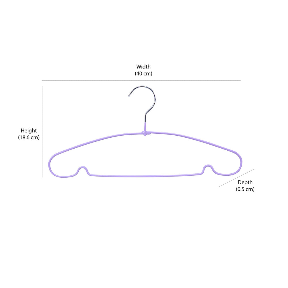 Metal and PVC Cloth Hanger Set of 10- Lavender