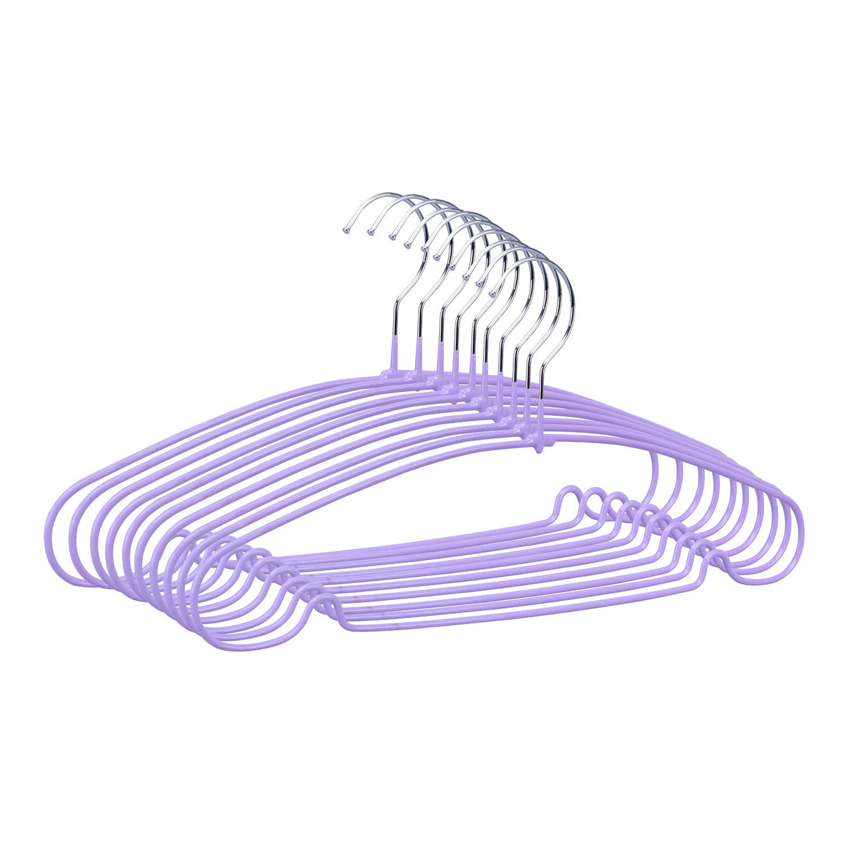 Metal and PVC Cloth Hanger Set of 10- Lavender