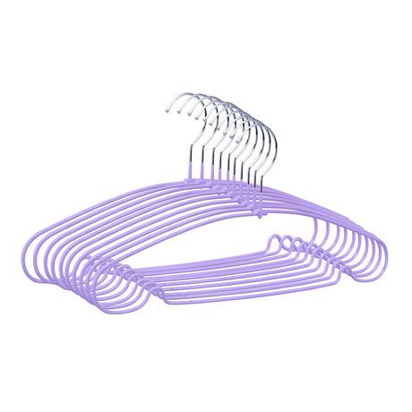 Metal and PVC Cloth Hanger Set of 10- Lavender