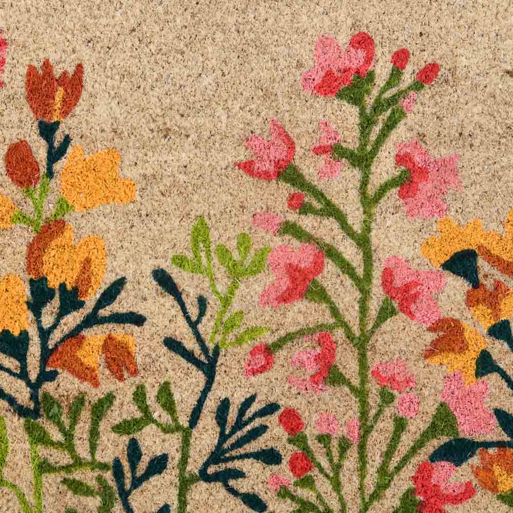 Floral Vinyl and Coir 18' x 30' Door Mat (Multicolor)