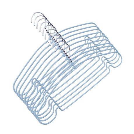 Metal and PVC Cloth Hanger Set of 10- Mint Blue