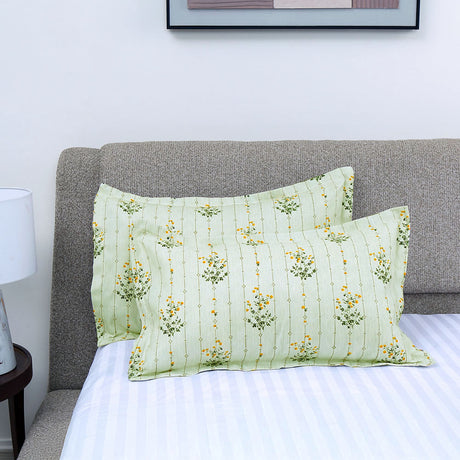 Nilkamal Floral Microfiber 17" x 27" Pillow Covers Set of 2 (Beige)