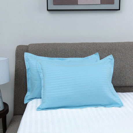 Nilkamal Stripes Microfiber 17 X 27 Pillow Covers Set Of 2 Blue - 02