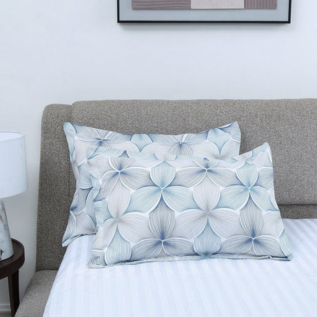 Nilkamal Abstract Microfiber 17" x 27" Pillow Covers Set of 2 (Blue)