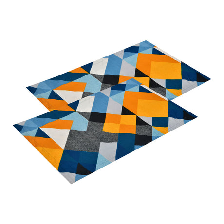 Geometric Microfiber 17" x 27" Pillow Covers Set of 2- Orange & Blue