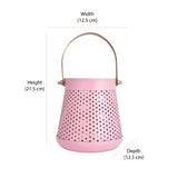 Decorative Modern Trapeze Metal Lantern- Pink