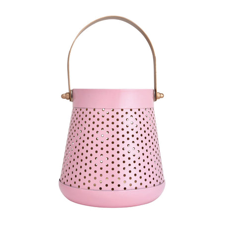 Decorative Modern Trapeze Metal Lantern- Pink