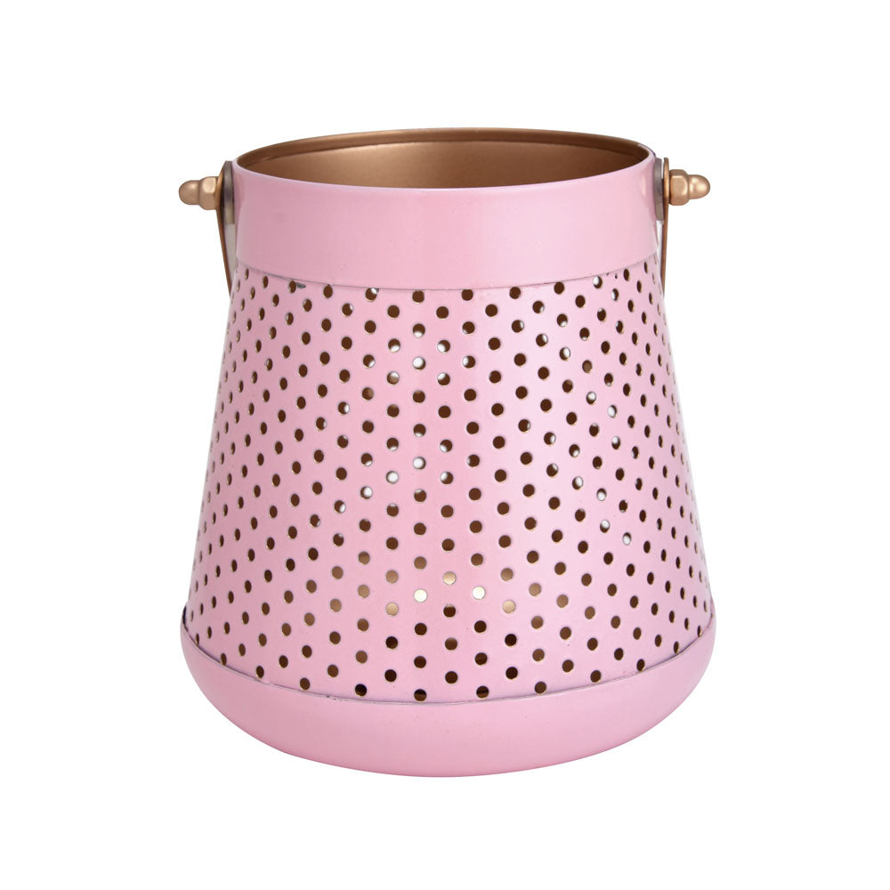 Decorative Modern Trapeze Metal Lantern- Pink