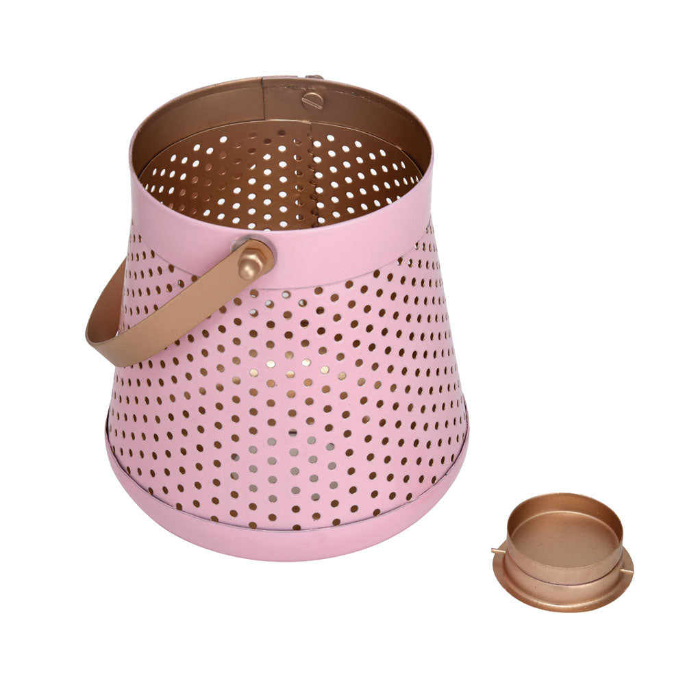 Decorative Modern Trapeze Metal Lantern- Pink