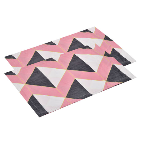 Triangles Design Microfiber 17" x 27" Pillow Covers Set of 2- Pink & Grey