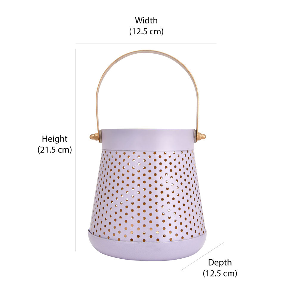 Decorative Modern Trapeze Metal Lantern- Lavender