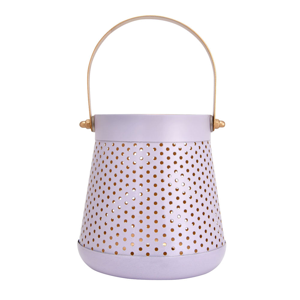 Decorative Modern Trapeze Metal Lantern- Lavender