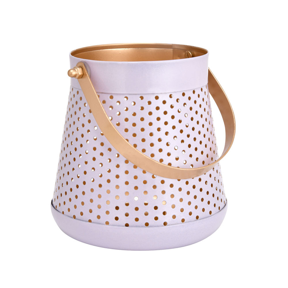 Decorative Modern Trapeze Metal Lantern- Lavender