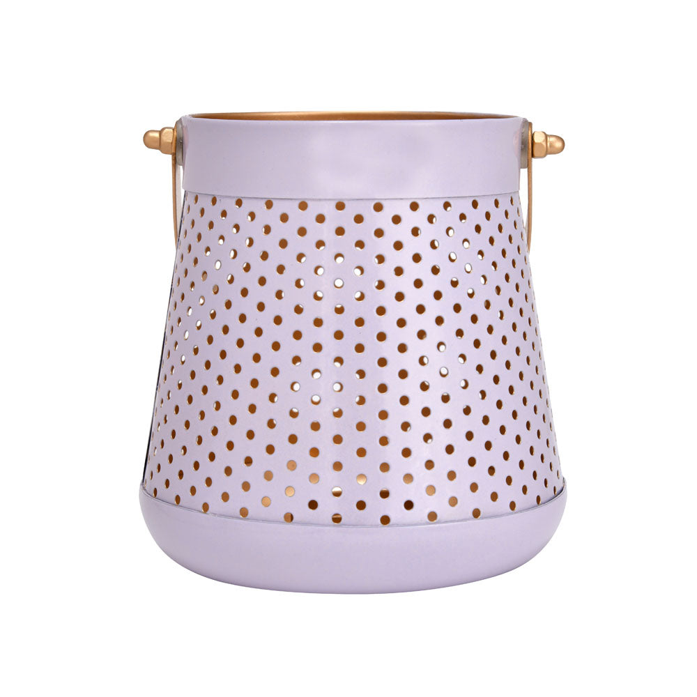 Decorative Modern Trapeze Metal Lantern- Lavender