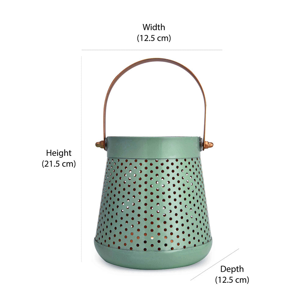 Decorative Modern Trapeze Metal Lantern- Green