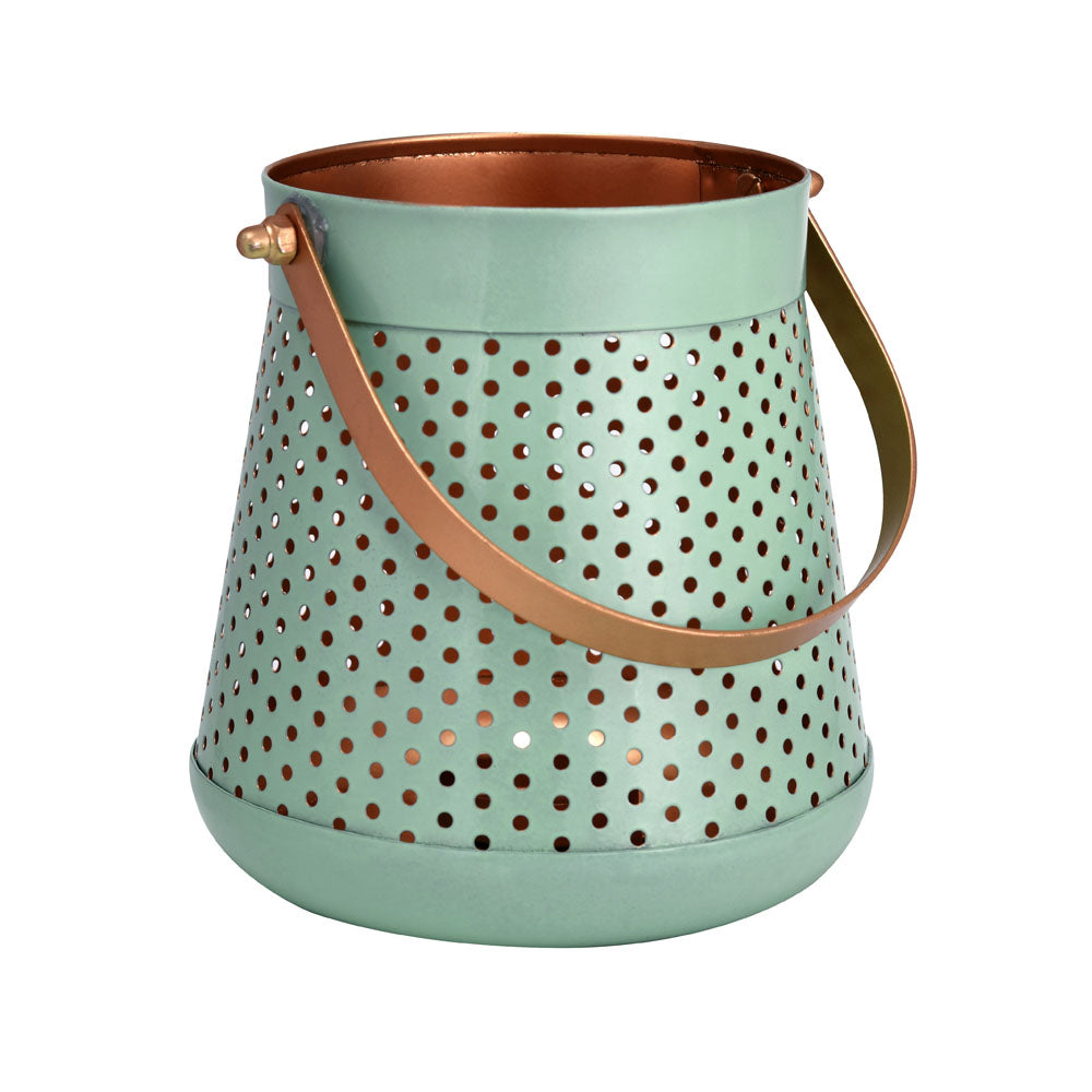 Decorative Modern Trapeze Metal Lantern- Green