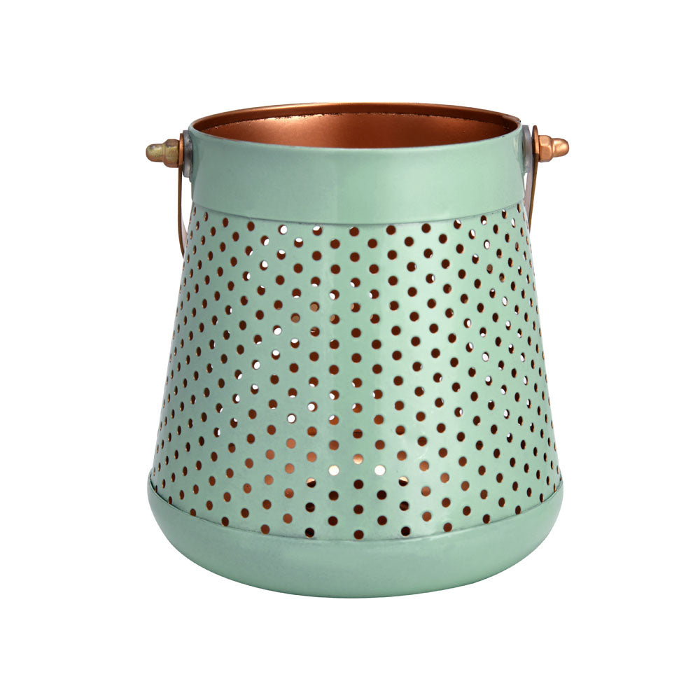 Decorative Modern Trapeze Metal Lantern- Green